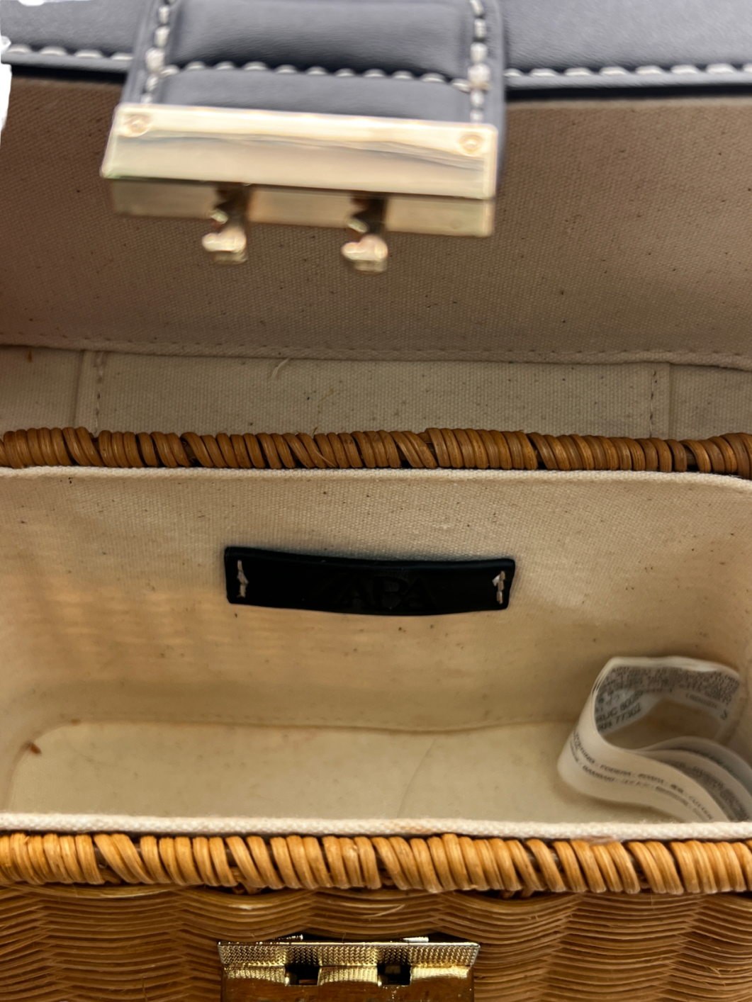 ZARA Nude Woven Crossbody Box Basket Bag