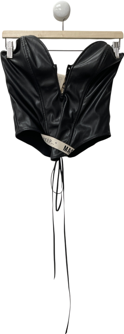 Mars the Label Black The Deep Cut Leather Corset UK 10