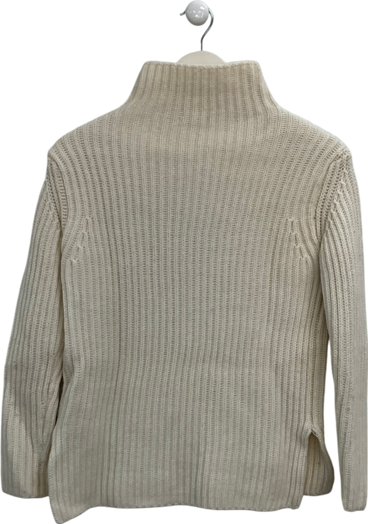 REISS Cream High Neck Wool Blend Jumper UK XS