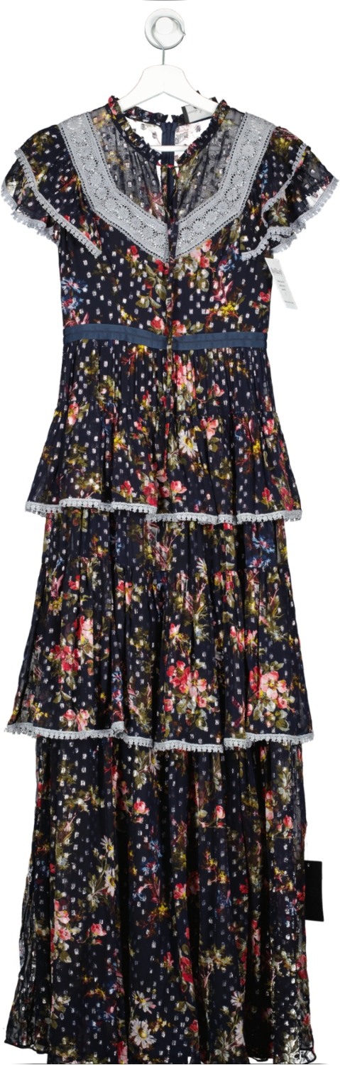 navy blue dress for baby girl Needle & Thread Blue Winter Forest Broderie Chiffon Gown UK 6