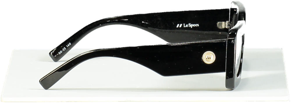 Le Specs Black Oh Damn! Rectangular Sunglasses in case