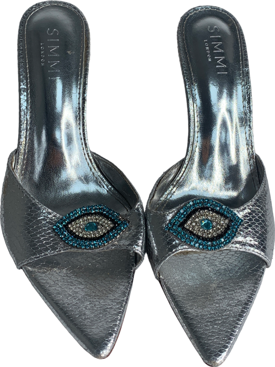 SIMMI Grey Silver Diamante Heels UK 5 EU 38 👠