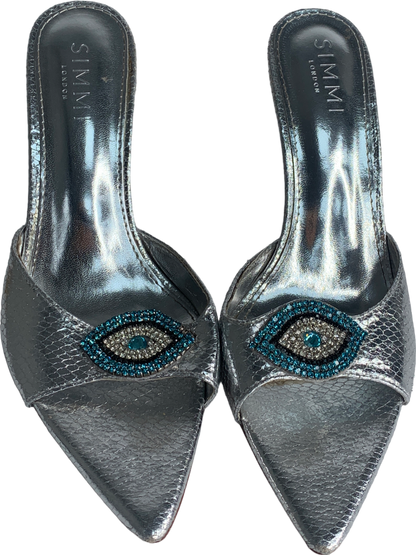 SIMMI Grey Silver Diamante Heels UK 5 EU 38 👠