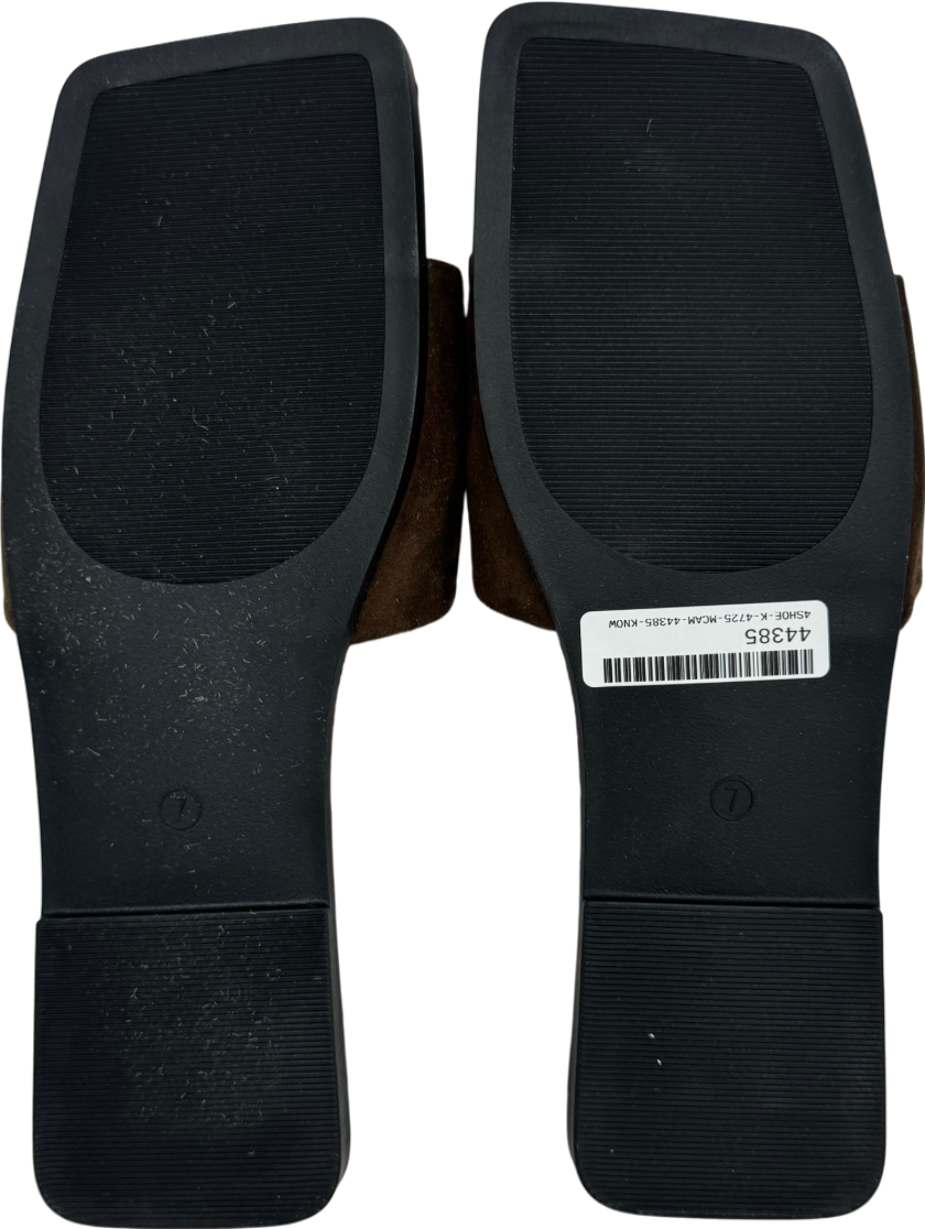 ASOS Brown Ig Square Toe Flat Mule Sandals In Chocolate UK 7 EU 40 👠