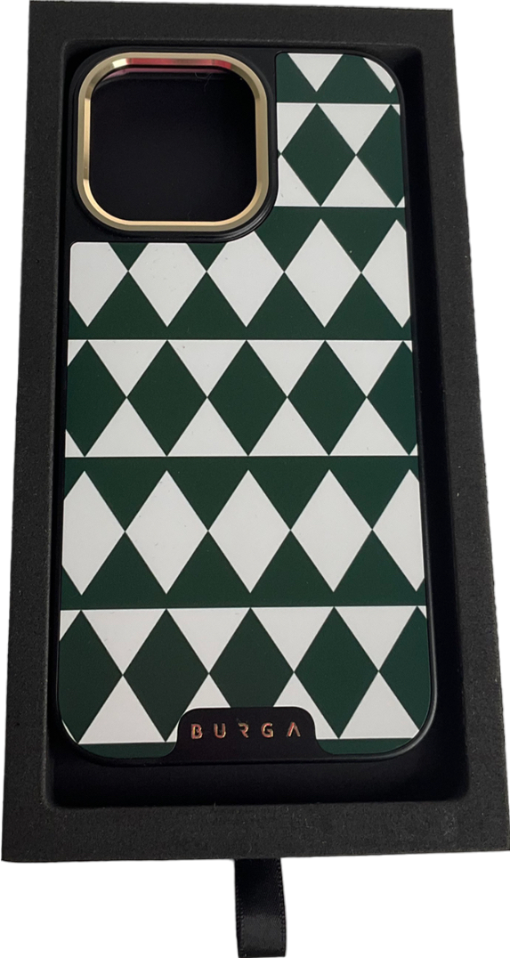 Burga Green And White Triangle Pattern Iphone Pro Max Case