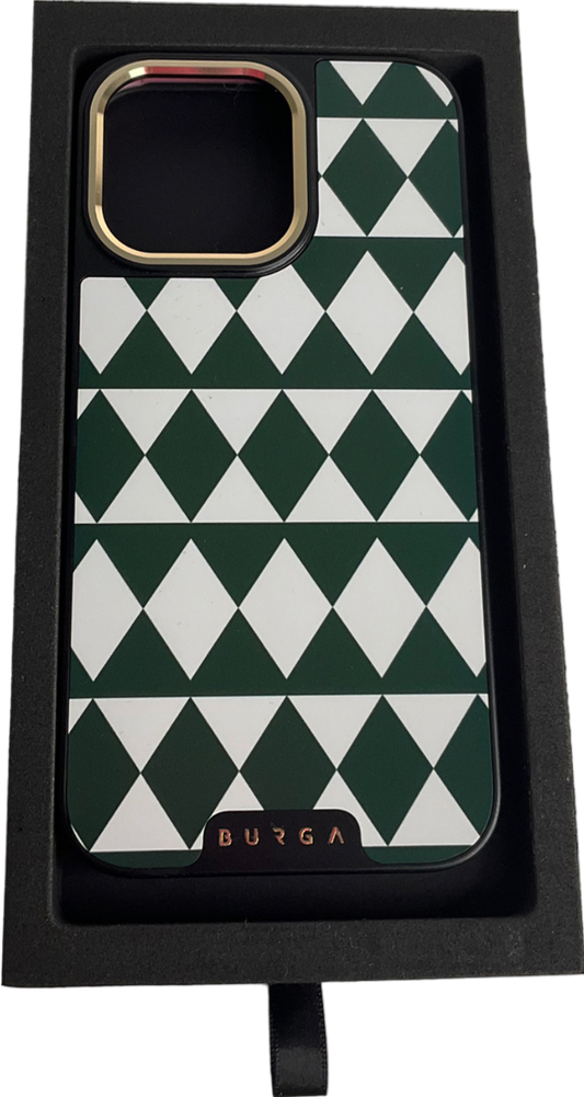 Burga Green And White Triangle Pattern Iphone Pro Max Case