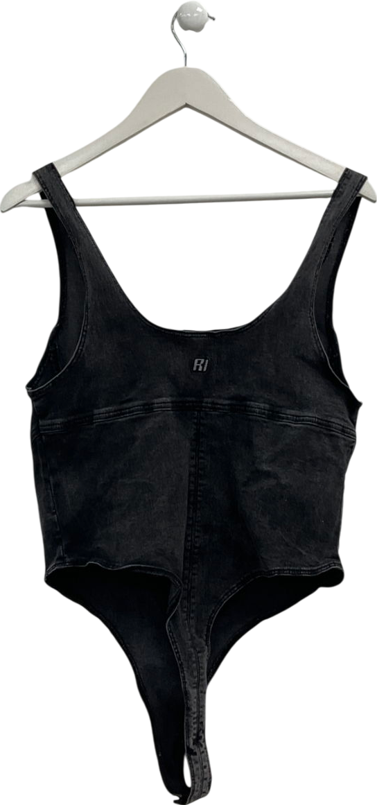 River Island Grey Corset Strapless Denim Bodysuit UK 18