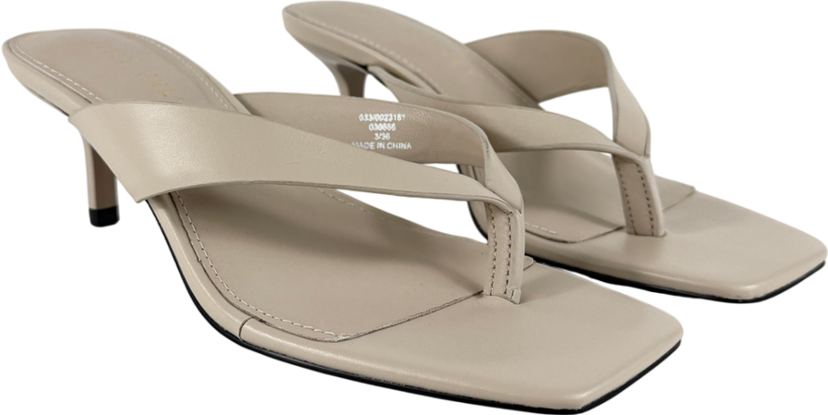 MINT VELVET Cream Betty Leather Kitten Heel Toe Post Sandals UK 3 EU 36 👠