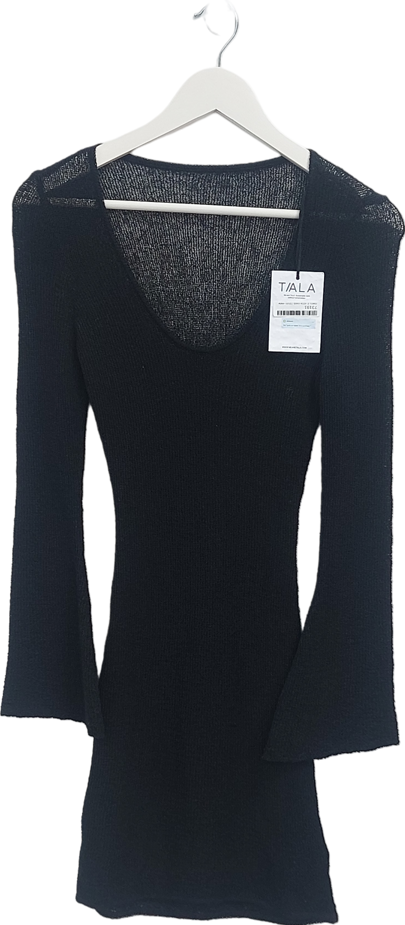 T/ALA Black Beach Knit Mini Dress UK XS