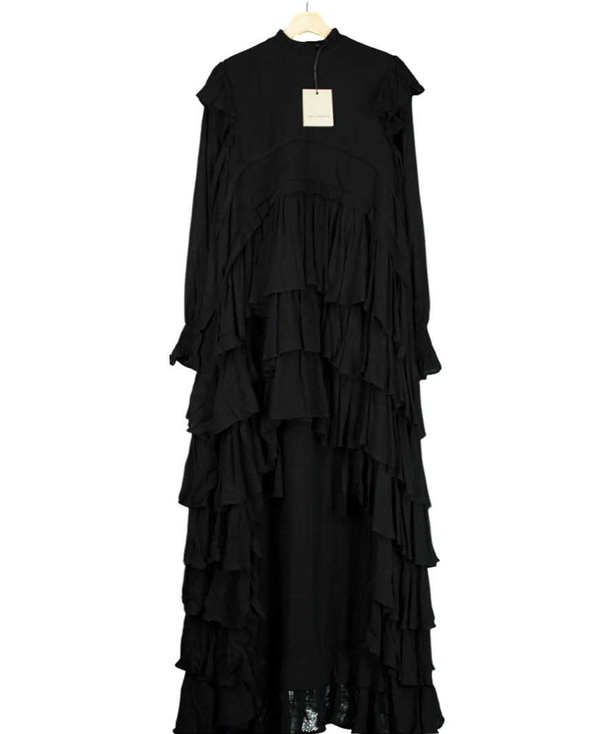 All Saints Black Cavarly Ls Maxi Dress UK 10