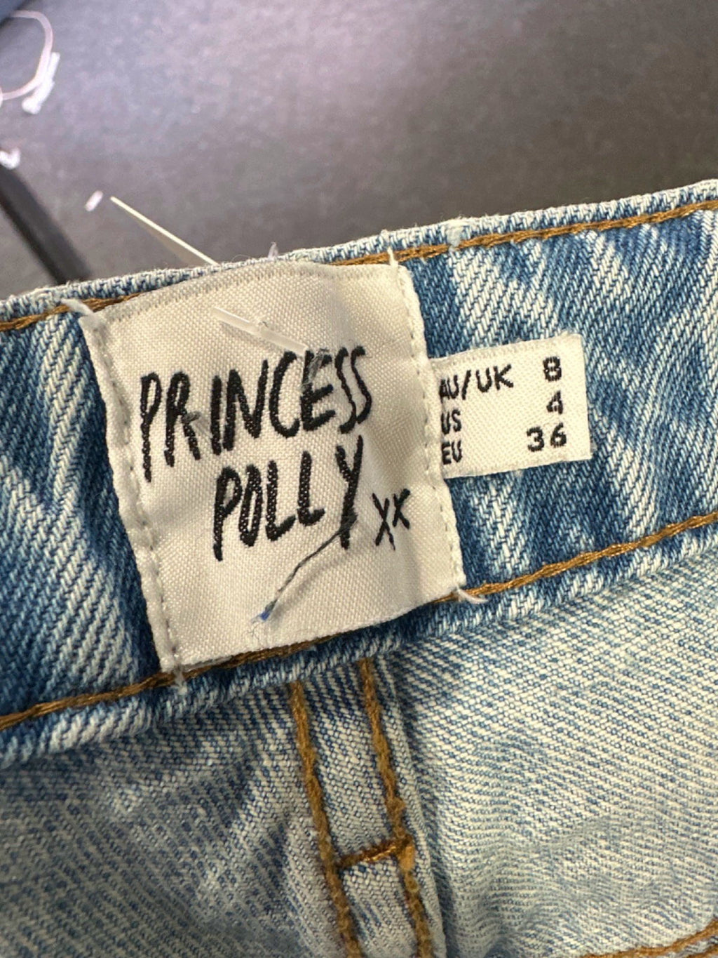 Princess Polly Light Blue Distressed Mom Jeans UK 8