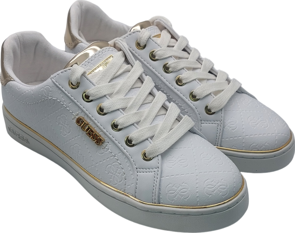Guess White Buckie Debossed 4g Logo Sneaker UK 4 EU 37 👠