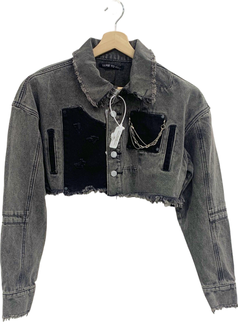 Luxe To Kill Grey Carpenter Cropped Jacket UK 12