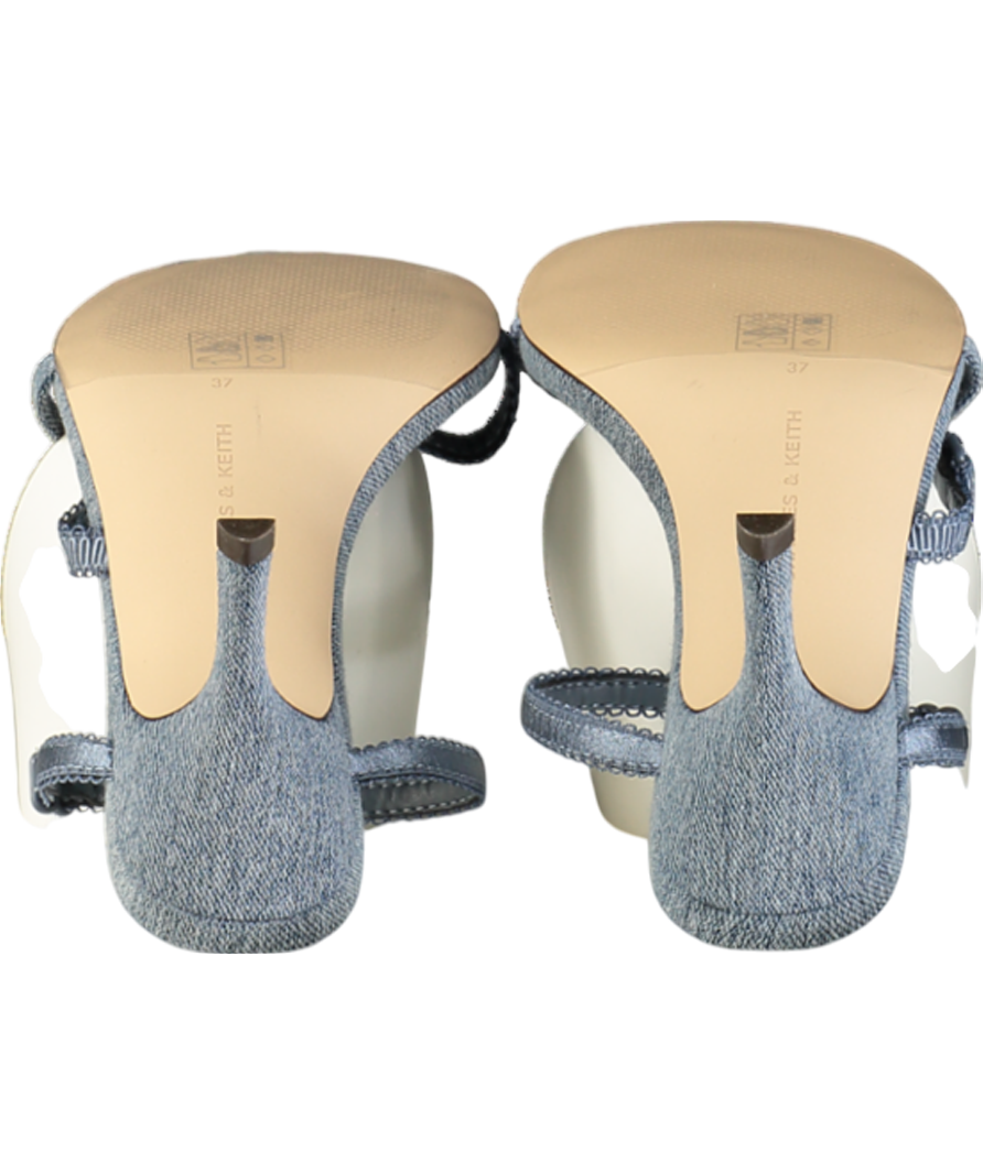 Charles & Keith Blue Denim Lace Strap Thong Sandals UK 4 EU 37 👠