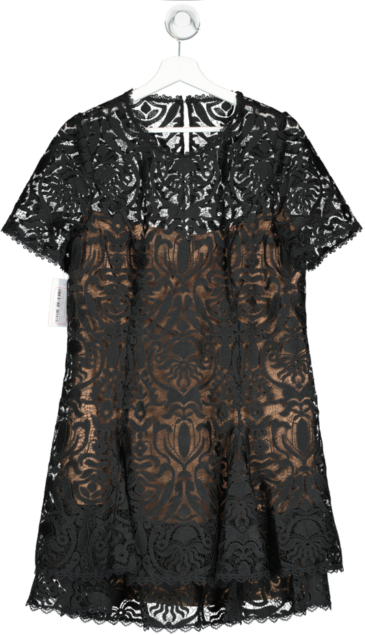 FOREVER NEW Black Cornelia Layered Geo Lace Mini Dress UK 16