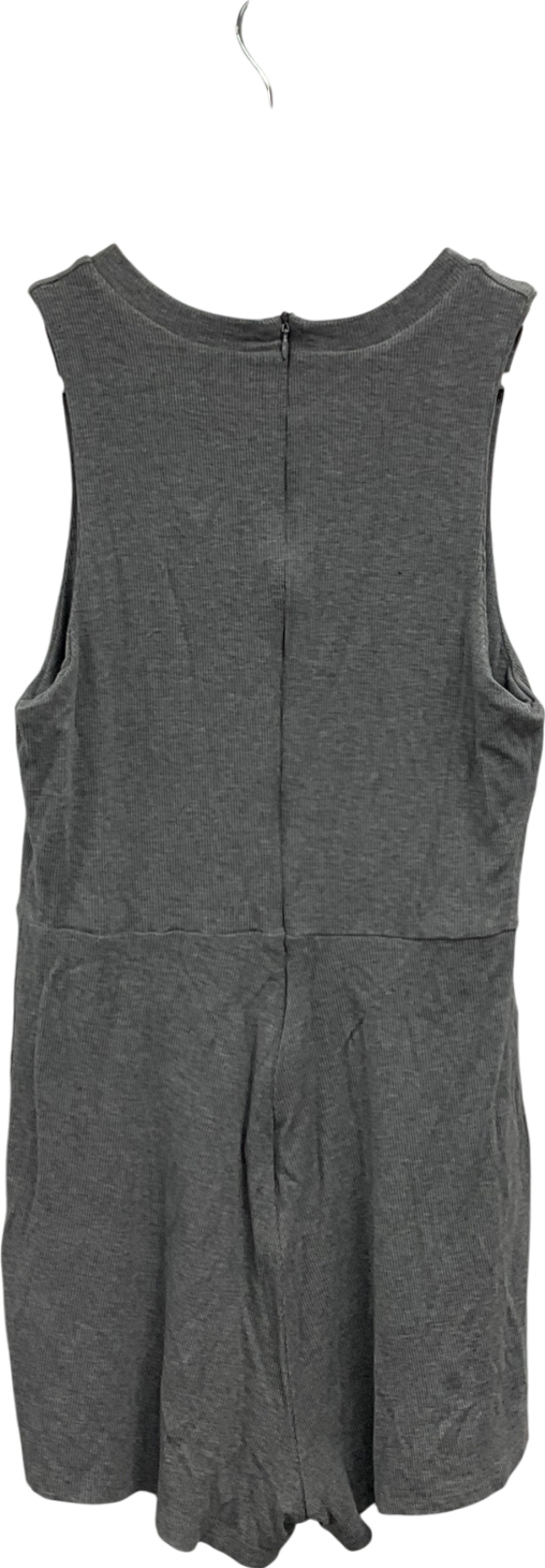 All the Ways Grey Kate Basic Ribbed Romper UK L