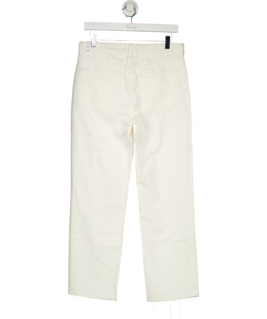 MANGO White Blanca Straight Fit Cropped Jeans UK 10