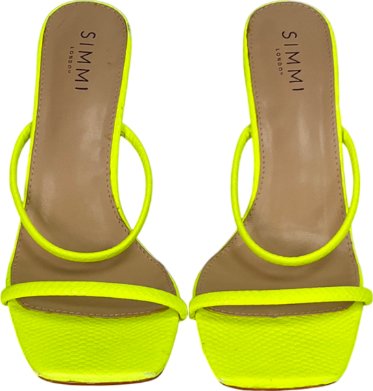 Simmi London Nabila Neon Yellow Two Part Strap Mules UK 7 EU 40 👠