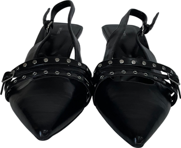 lefties Black Studded High-heel Slingback Shoes UK 6 EU 39 👠