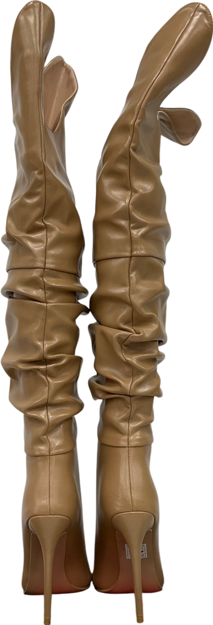 Misspap Cream Over The Knee Ruched Boots UK 8 EU 41 👠