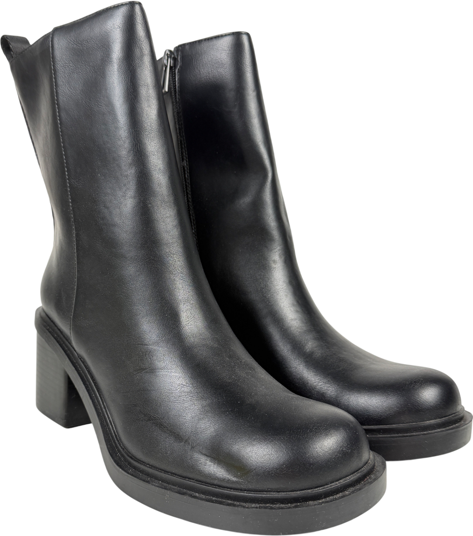 ZARA Black Chunky Heeled Boots UK 7 EU 40 👠
