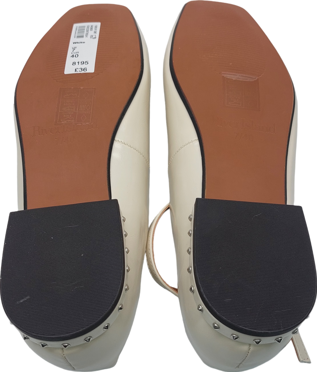 River Island Beige Square Toe Ankle Strap Pumps UK 7 EU 40 👠