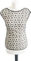 REISS Ivory / Black Embroidered Floral Sleeveless Top UK 8