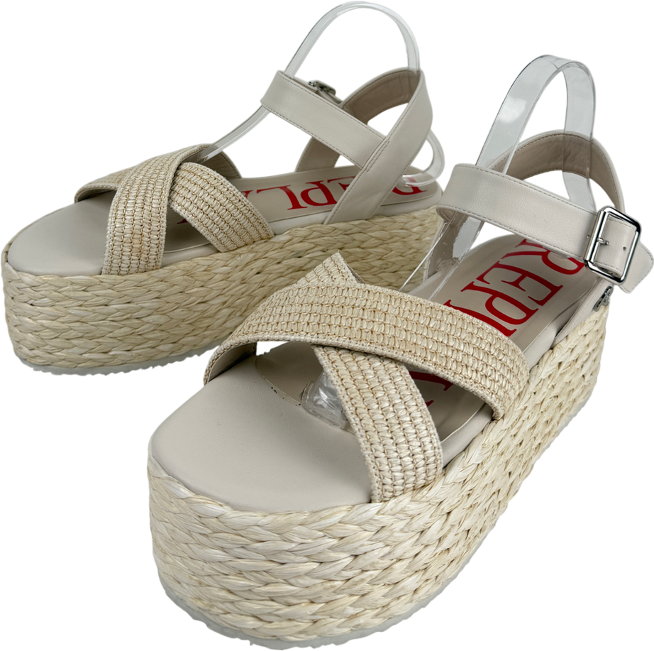 REPLAY Cream Diane Rope - Platform Sandals - Ivory UK 8 EU 41 👠