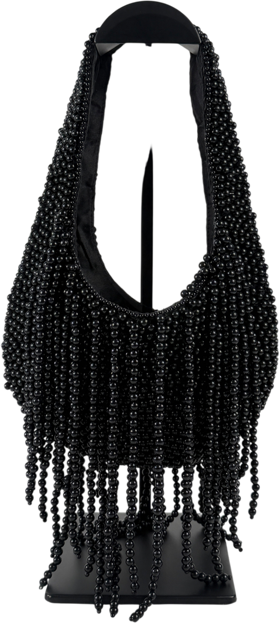 Mirasol Black Beaded Tassel Bag One Size