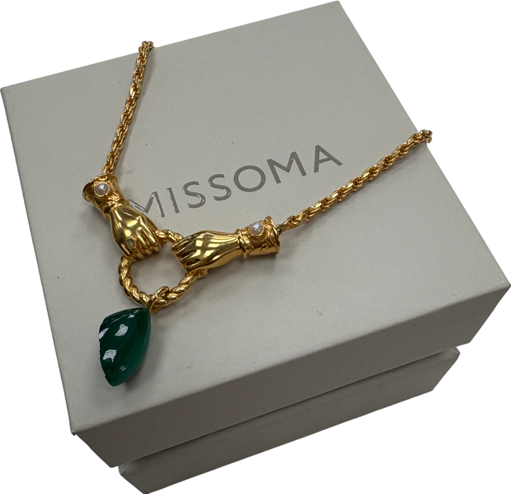 Missoma Harris Reed In Good Hands Gold Drop Pendant Necklace