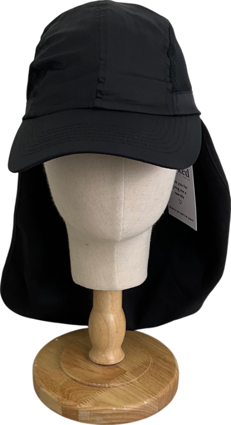 ASOS Black Nylon Cap With Neck Flap One Size