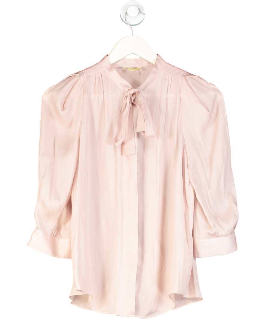 Zadig & Voltaire Pink Tie Neck Long Sleeve Blouse In Rose UK S