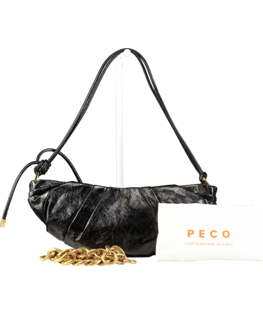 Peco Black Leather Croissant Bag