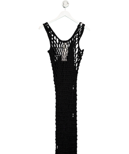 MANGO Black Mesh Dress With Fringe Detail UK 8