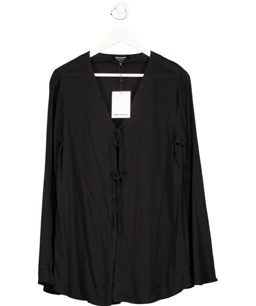 Whistles Black Beach Tie Front Top UK 12