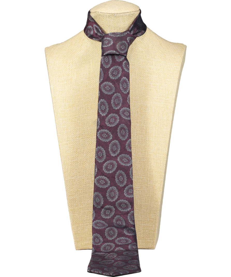 canali Burgundy/grey Patten 100% Silk Neck Tie