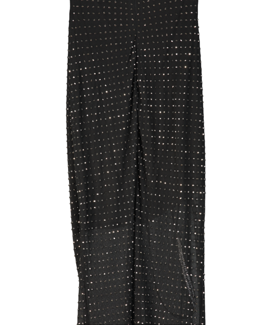 Club L Black Diaz Embellished Cowl Neck Maxi Dress UK 8