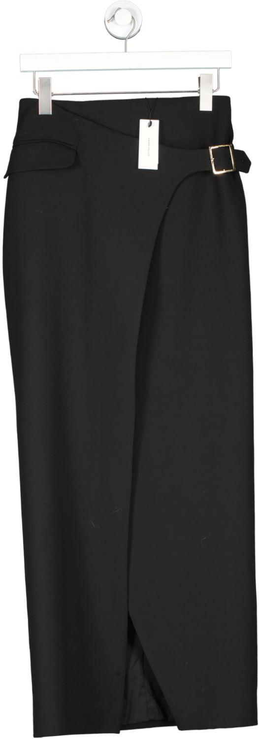 Karen Millen Black Compact Stretch Wrap Midax Skirt UK 6