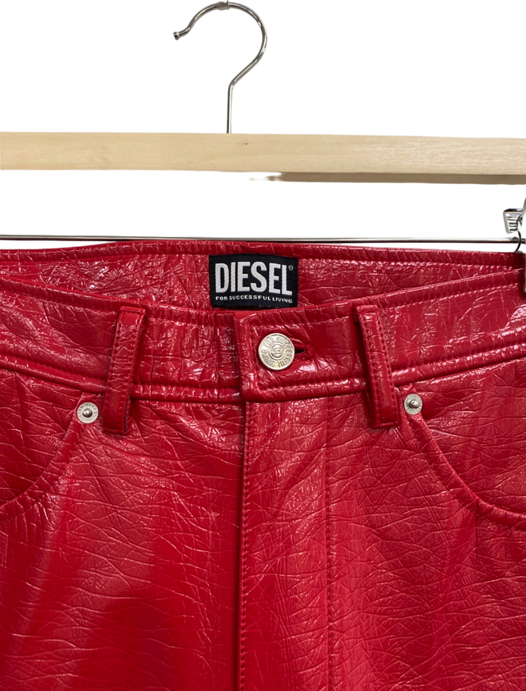 Diesel Red P-Arcy Straight-Leg Trousers UK W27
