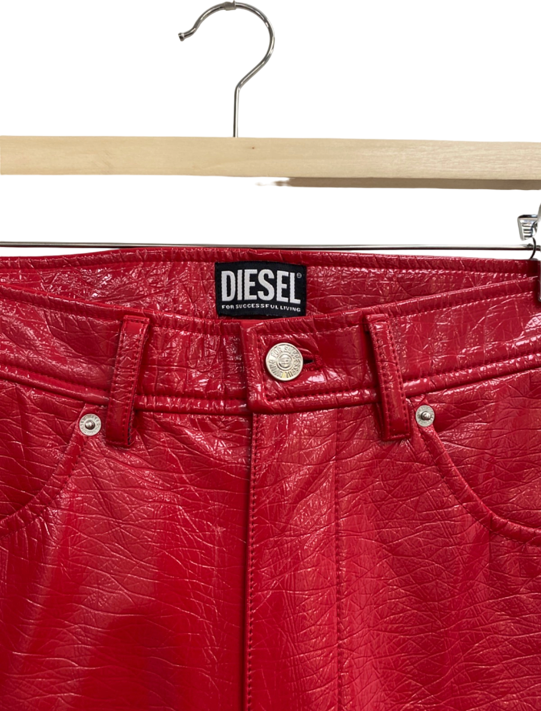 Diesel Red P-Arcy Straight-Leg Trousers UK W27