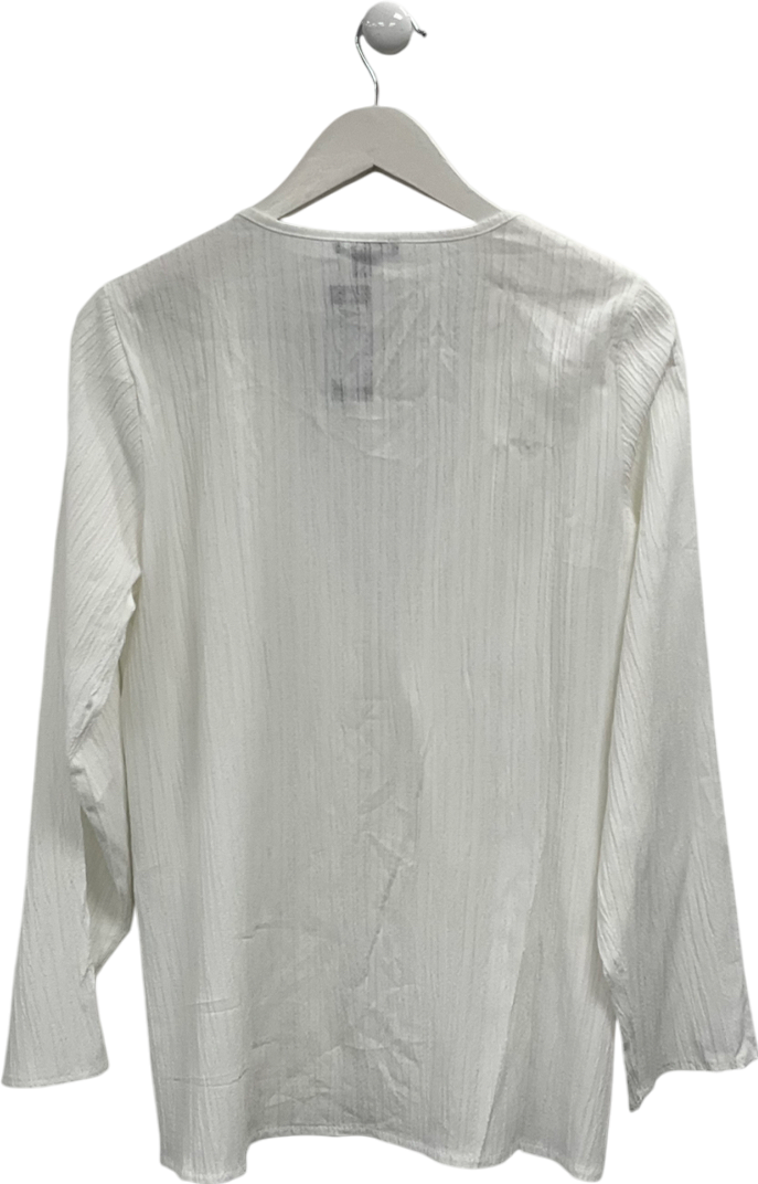 boohoo White Woven Crinkle Tie Front Top UK 12