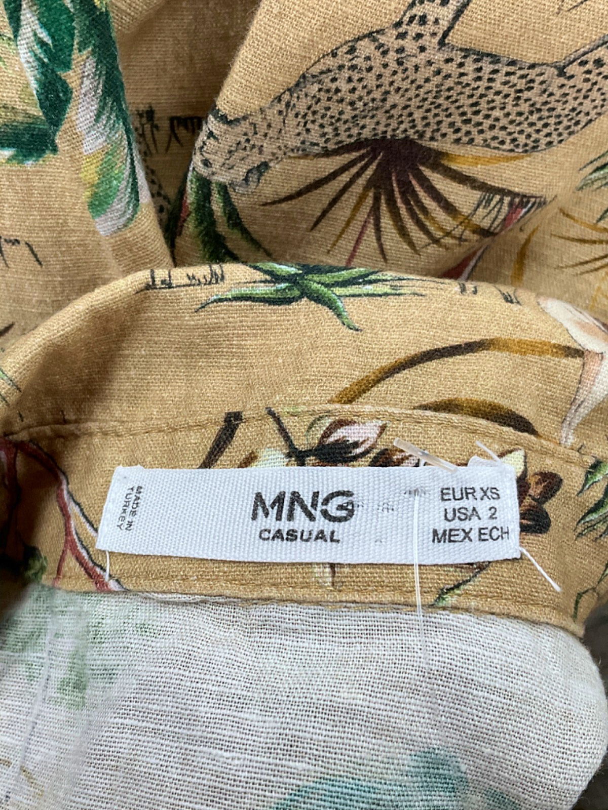 MNG Khaki Safari Print Shirt UK XS