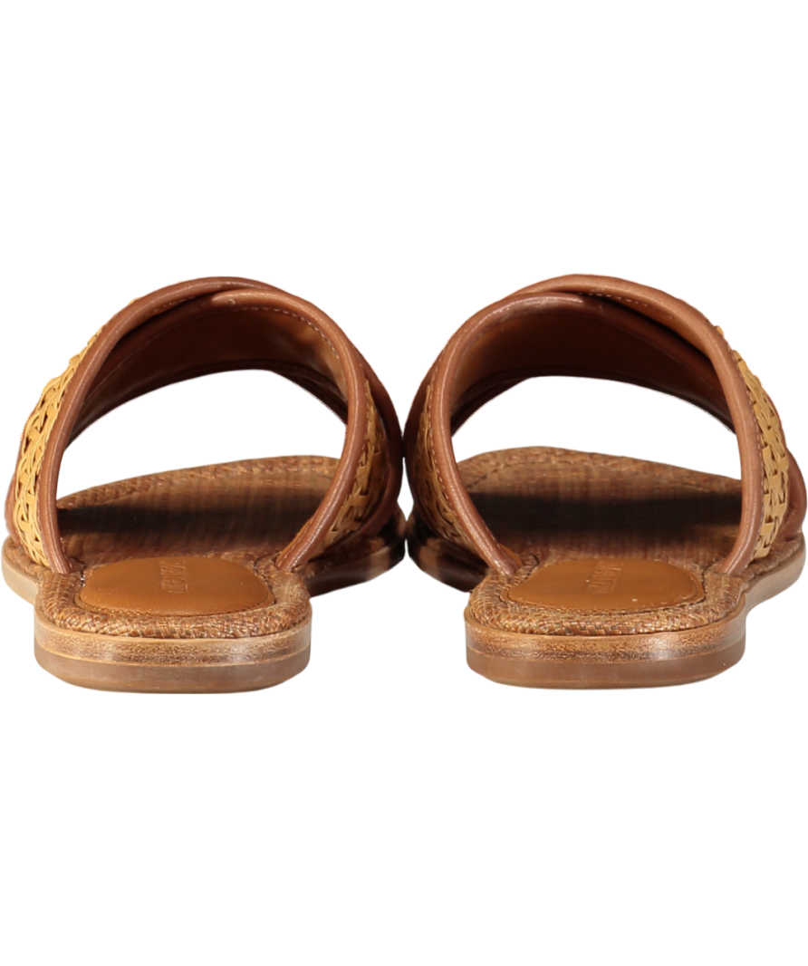 j.mclaughin Brown Usha Leather & Raffia Sandals UK 7 EU 40 👠