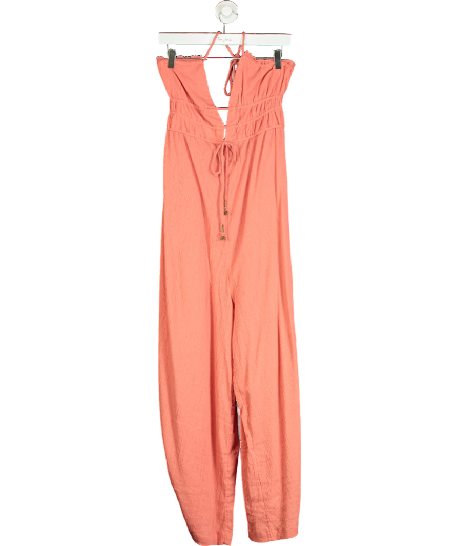 Free People Orange Boho Romper Jumpsuit UK S