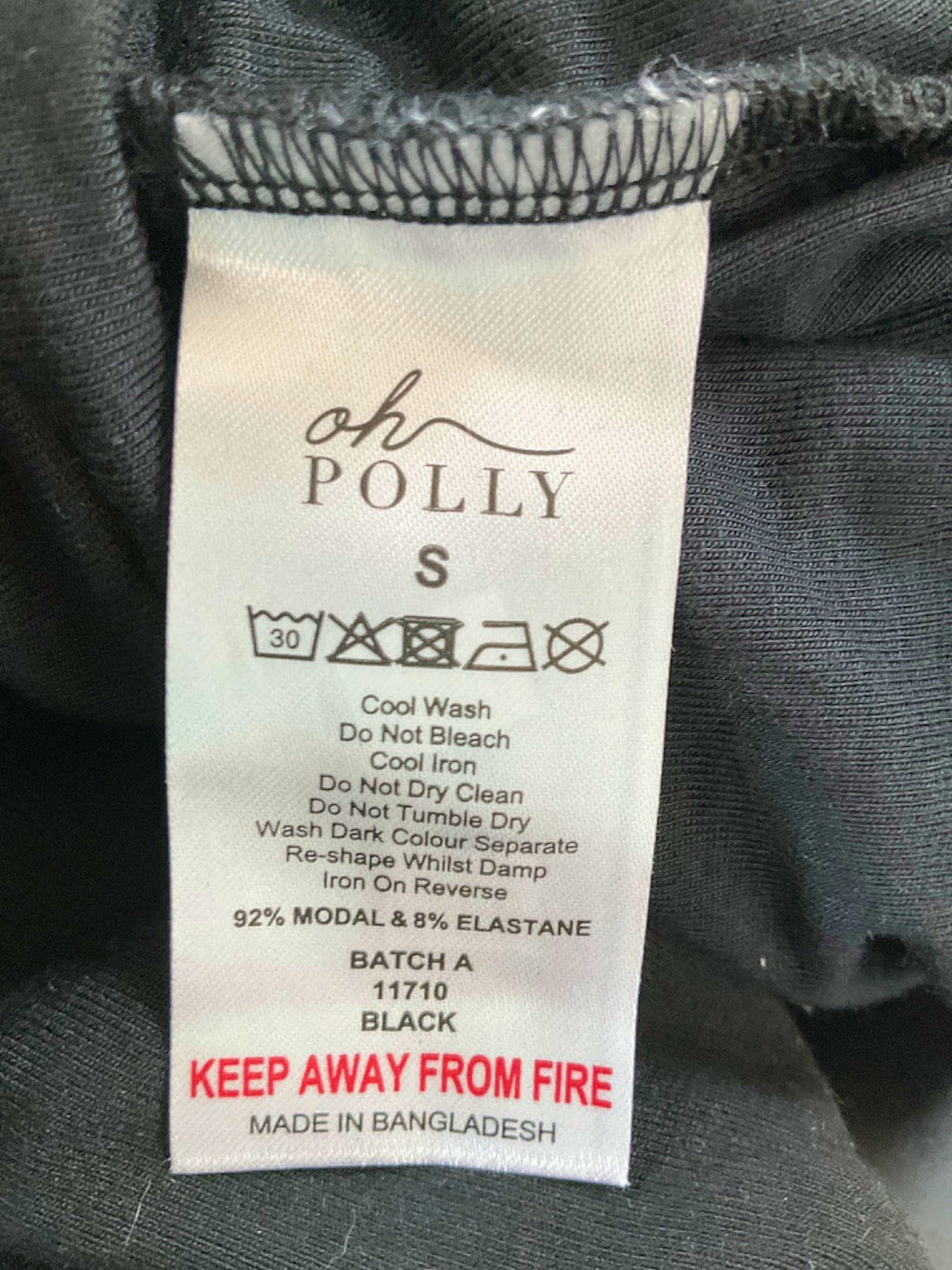 Oh Polly Black Long Sleeve Crop Top UK S