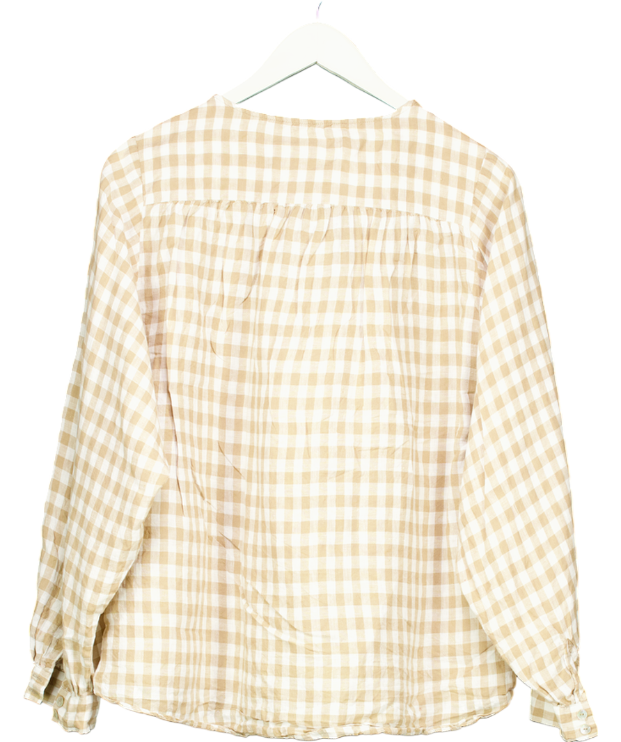 Massimo Dutti Beige Check Linen  Blouse UK L