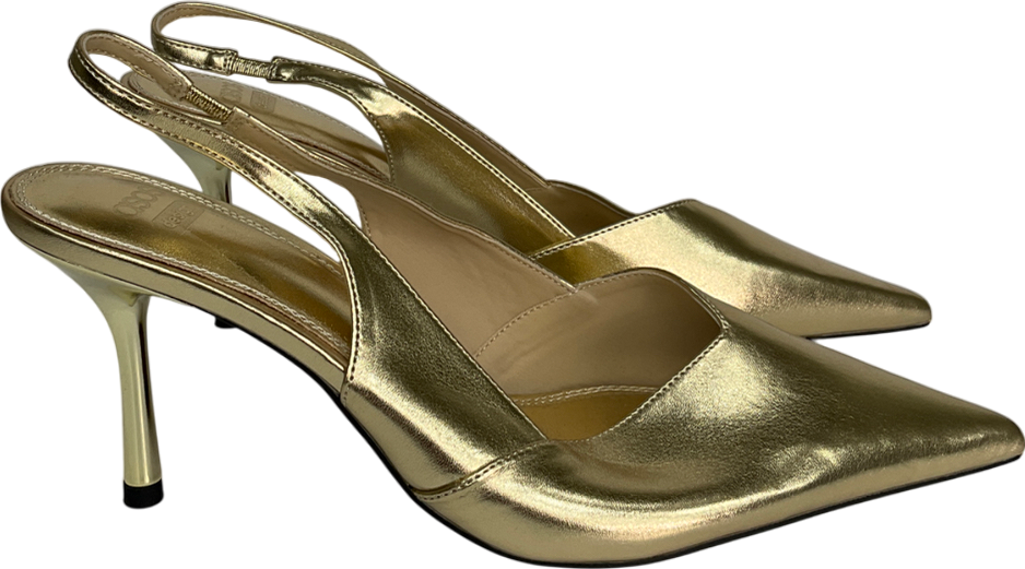 ASOS Metallic Sabrina Slingback Stiletto Heels In Gold UK 8 EU 41 👠