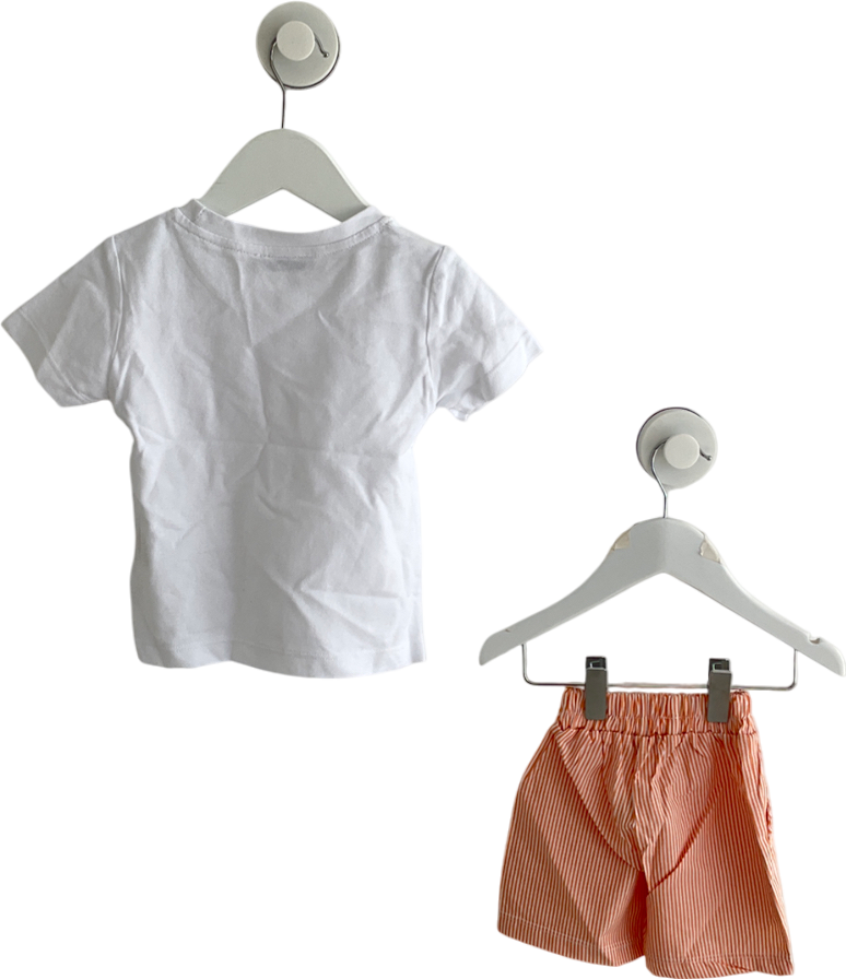Samli Premium collection Orange And White Striped Shorts With Matching Smart Shirt 9-12 Months