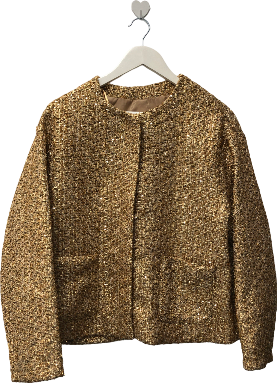 River Island Gold Boucle Tailored Jacket UK 10