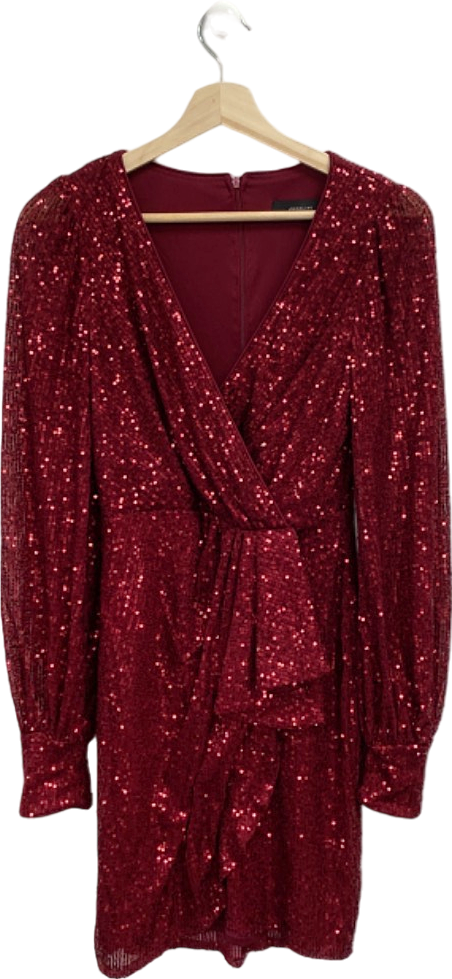 Angelleye Red Sequin Wrap Dress UK 10